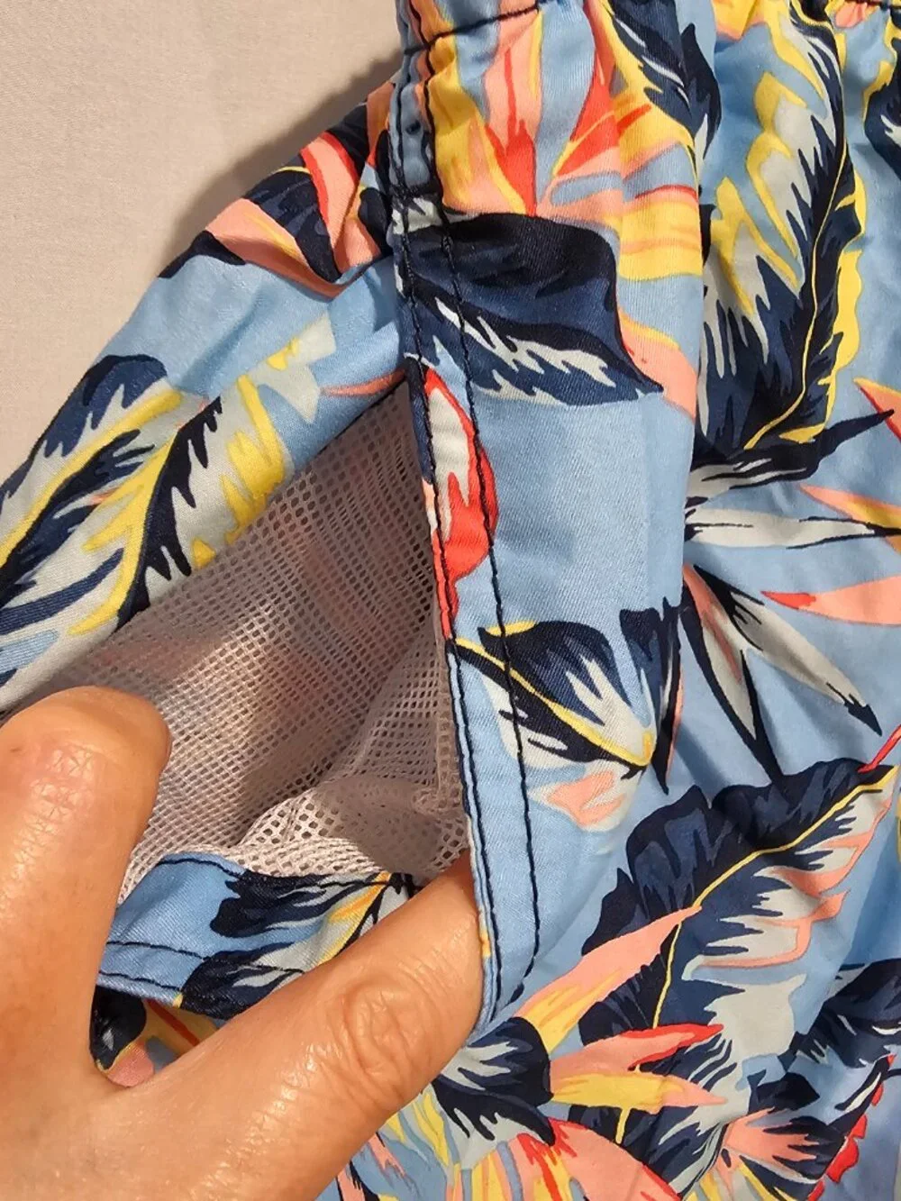 Kanu Surf Men's XL Blue Hawaiian Swim Trunks Board Shorts Elastic Waist Pocket
